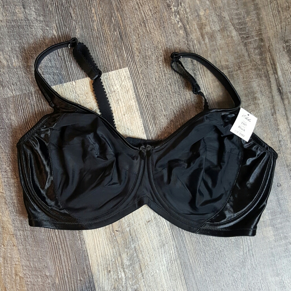 Elila black bra women size 42E/DD New
